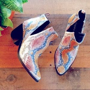 Jeffrey Campbell Cromwell snakeskin booties Silver